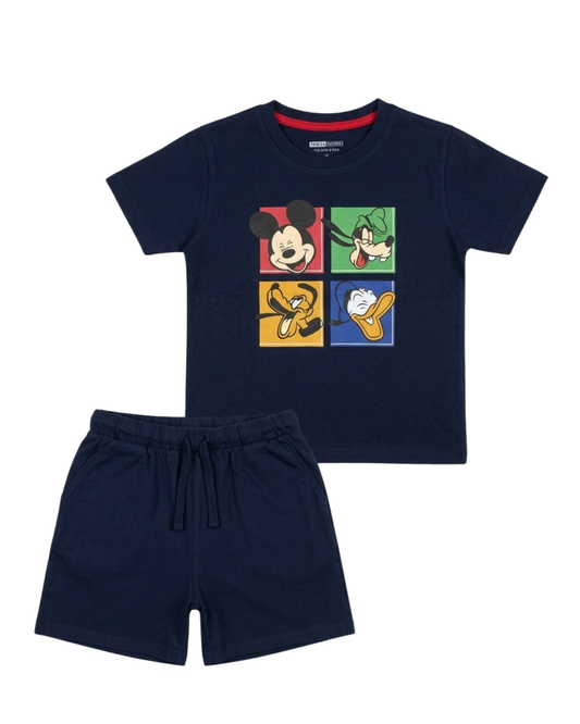 Kids Navy Graphic T-Shirt With Shorts (SB-02)