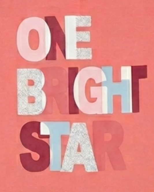 Text 'ONE BRIGHT STAR' on a pink background