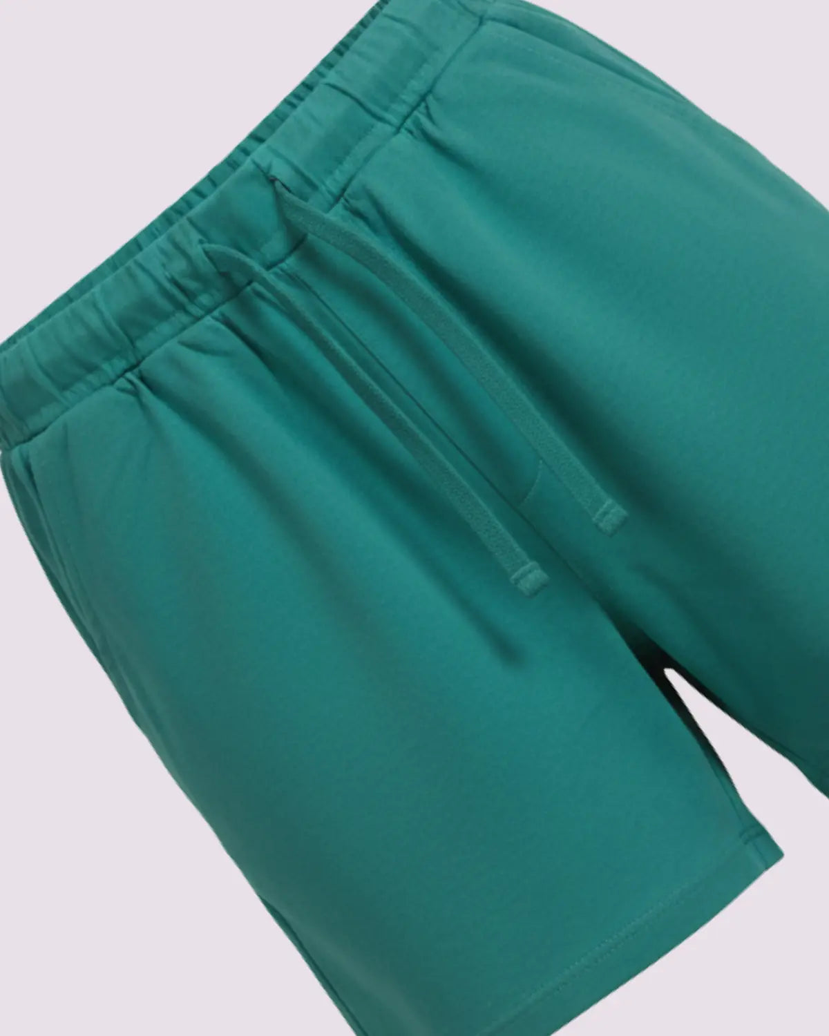 Kids green casual cotton shorts with drawstring waist