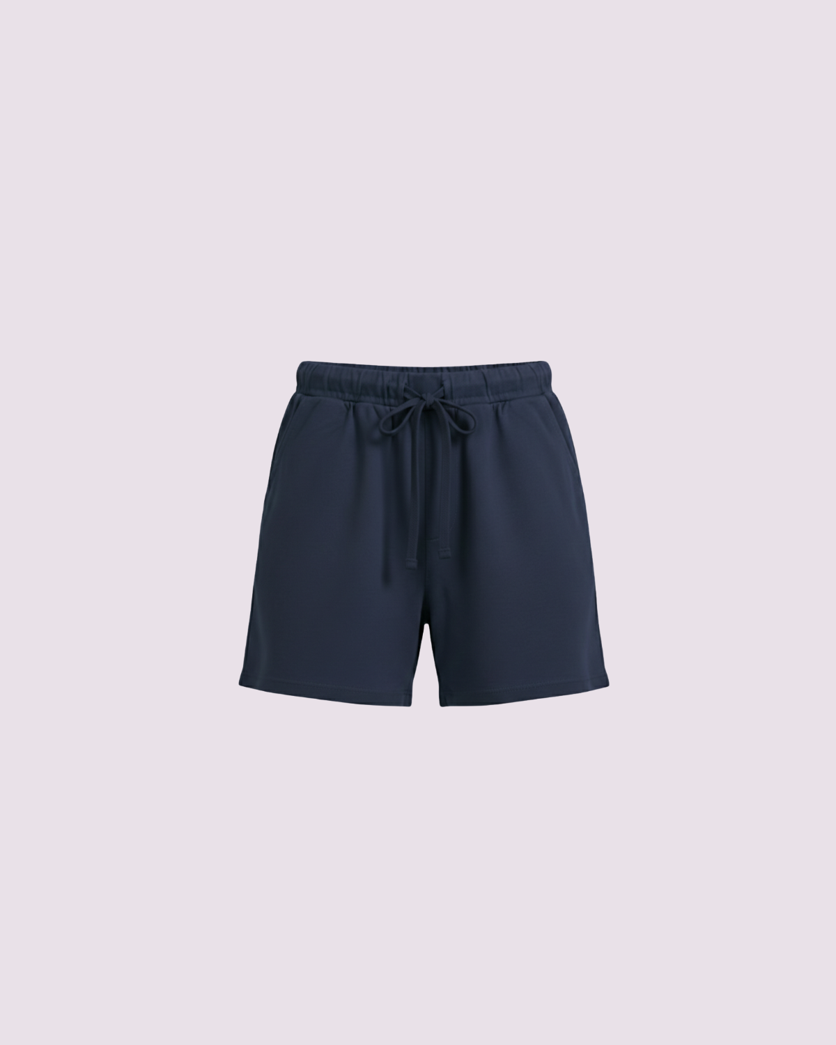Boys navy blue soft cotton lounge shorts front view