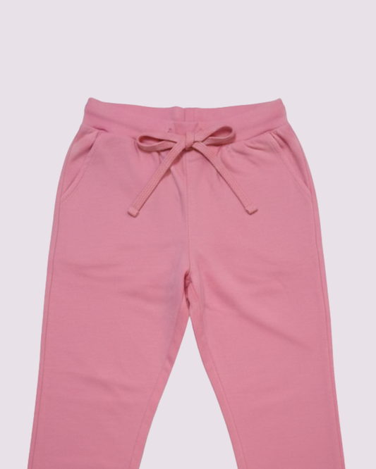 Girls Bubble Pink Cotton Jogger Pajamas with Drawstring (GP-02)