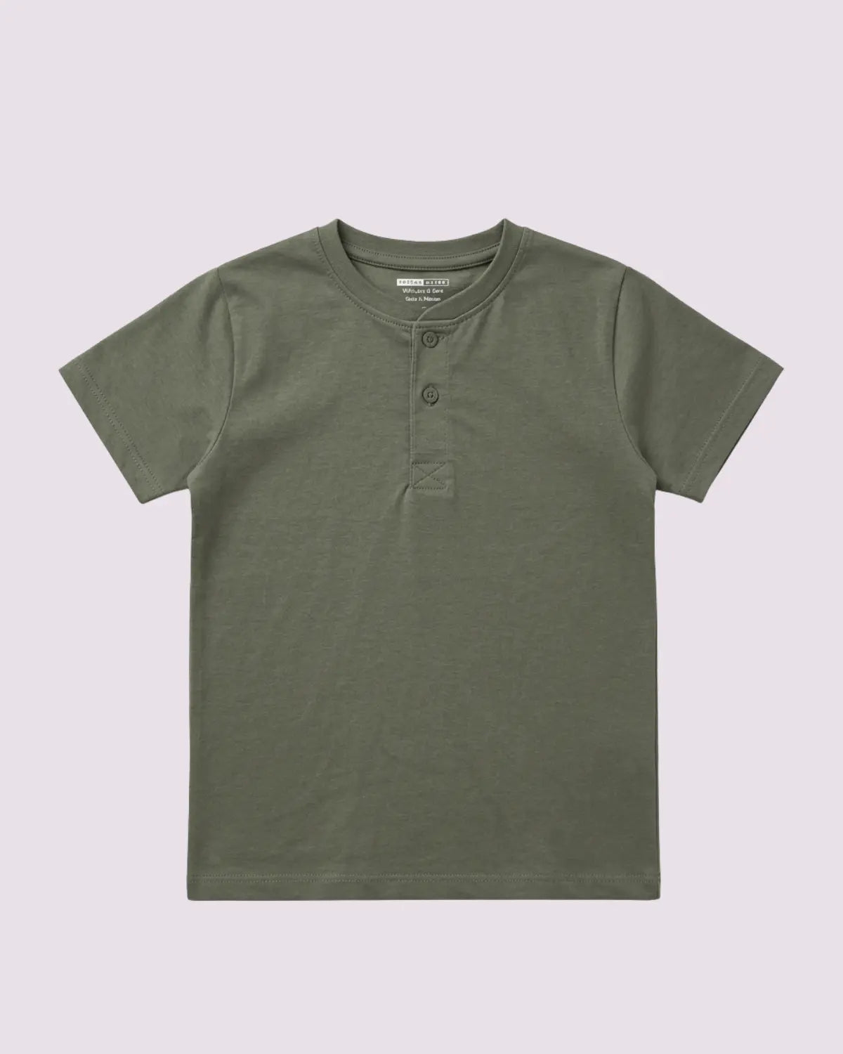 Boys Premium Cotton Henley T-Shirt – Soft Olive Green Everyday Tee (BTS-04) Thread Theory