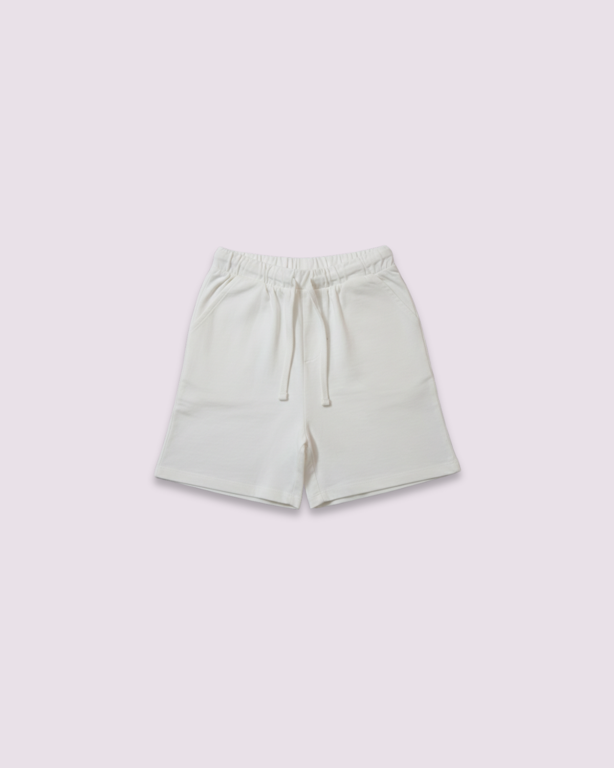 Kids soft cotton summer shorts in off-white color
