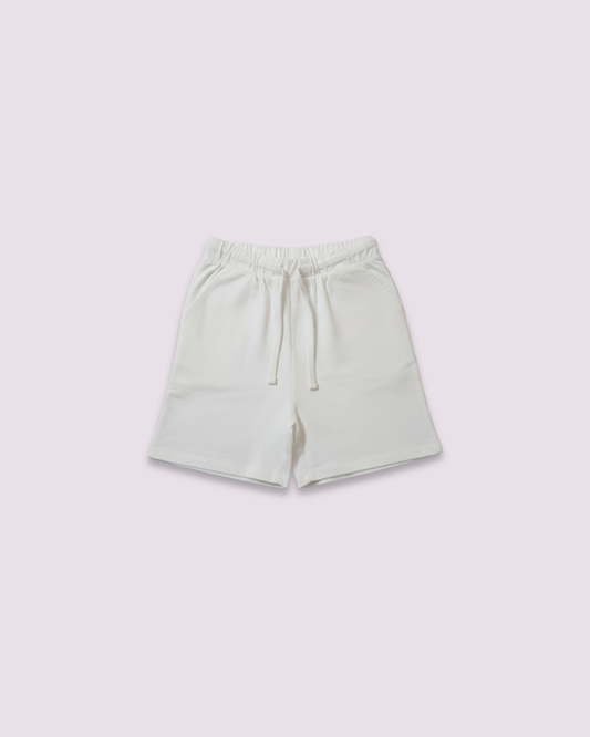 Kids soft cotton summer shorts in off-white color